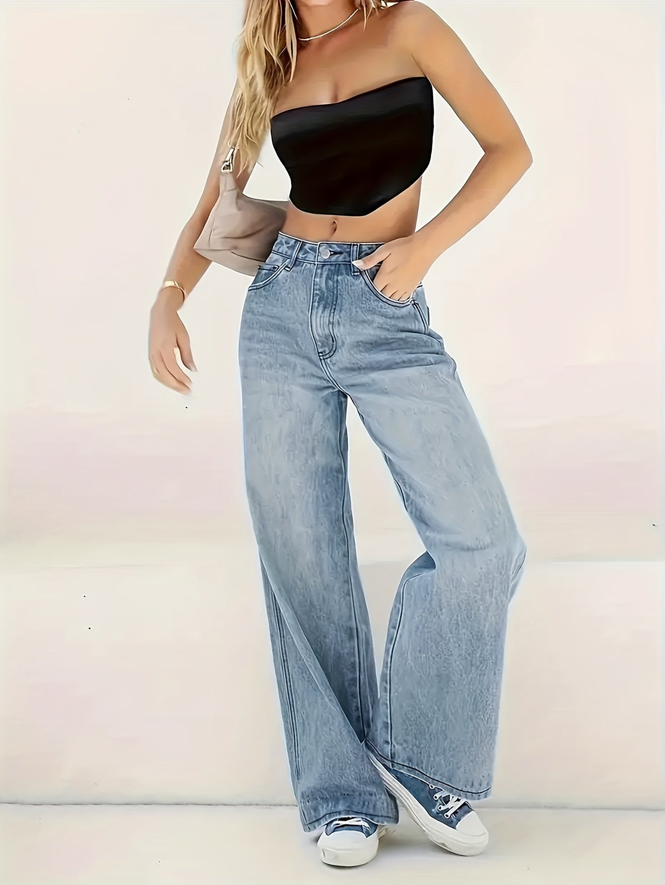 Women's Relaxed Wide-Leg Denim Jeans – High-Rise, Ultra-Soft Casual Denim