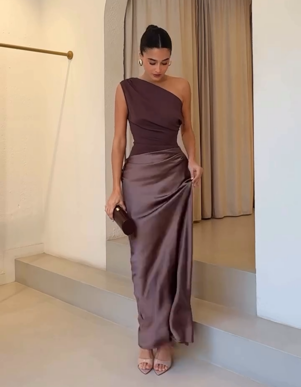 LunaVera™ Satin One-Shoulder Dress — Radiant Elegance, Flawless Fit