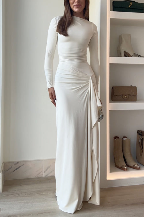 LioraVee™ Draped Maxi Dress — Elegance with a Flattering Slit