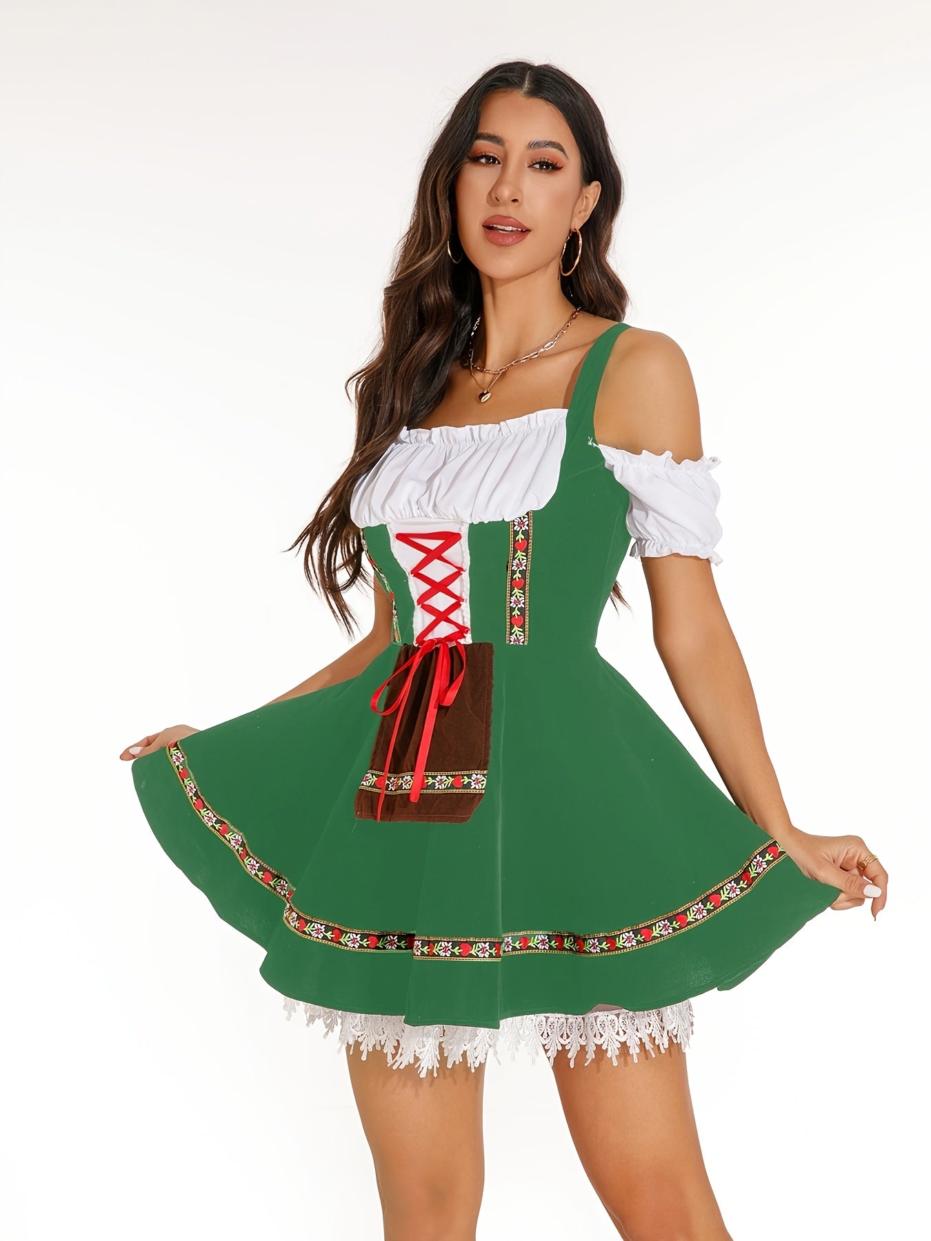 VintageGreen Dirndl Dress – Classic Bavarian Oktoberfest Dress with Flattering Fit