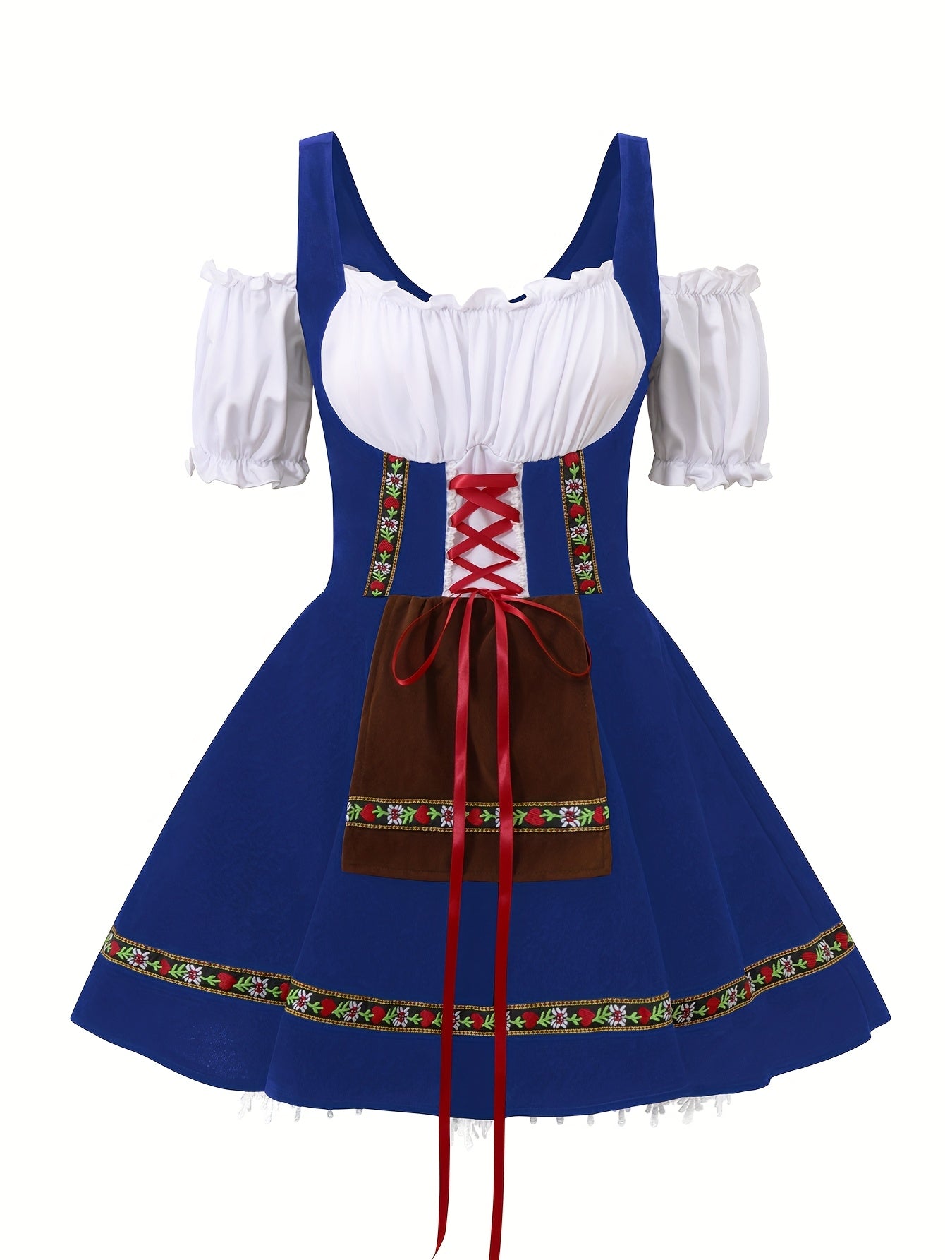 AlpineDirndl Dress – Flirty Alpine-Inspired Dress with Floral Trims and Lace-Up Bodice