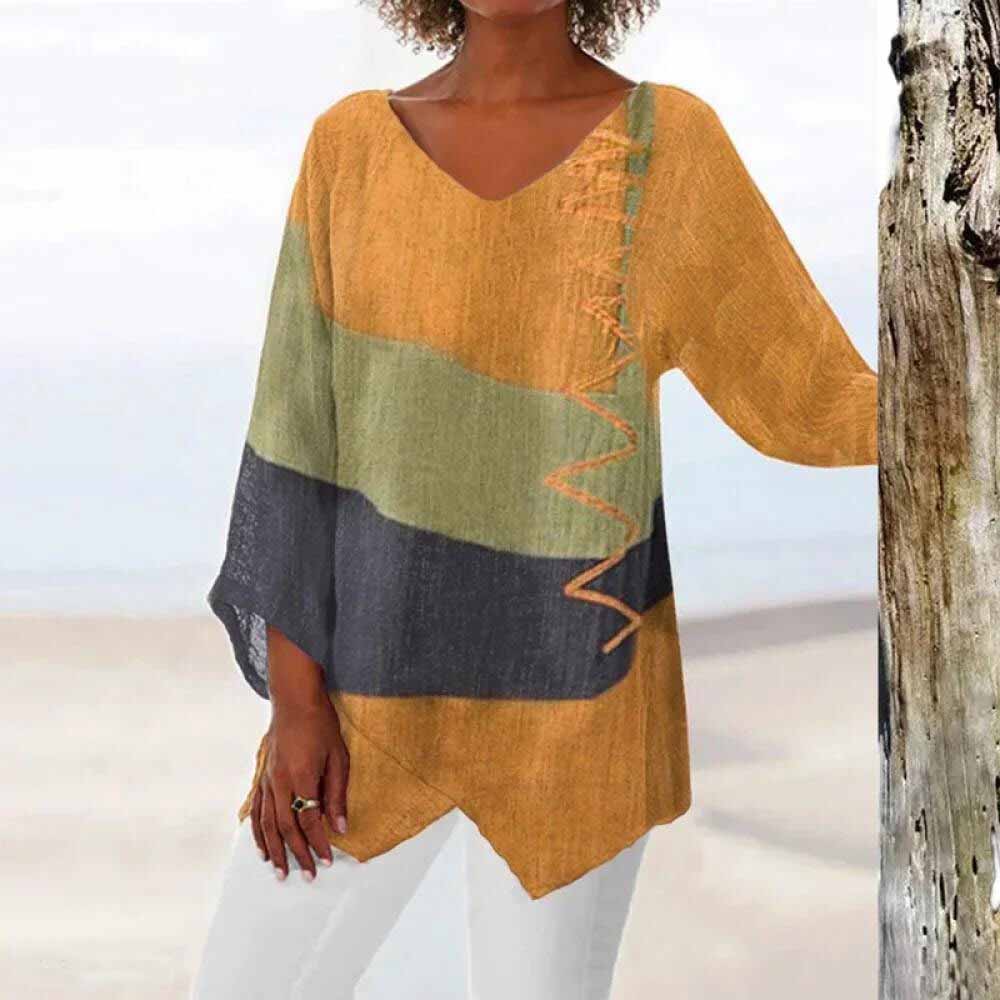 Aveline™ Blouse — Flattering Fit, Bold Color Block
