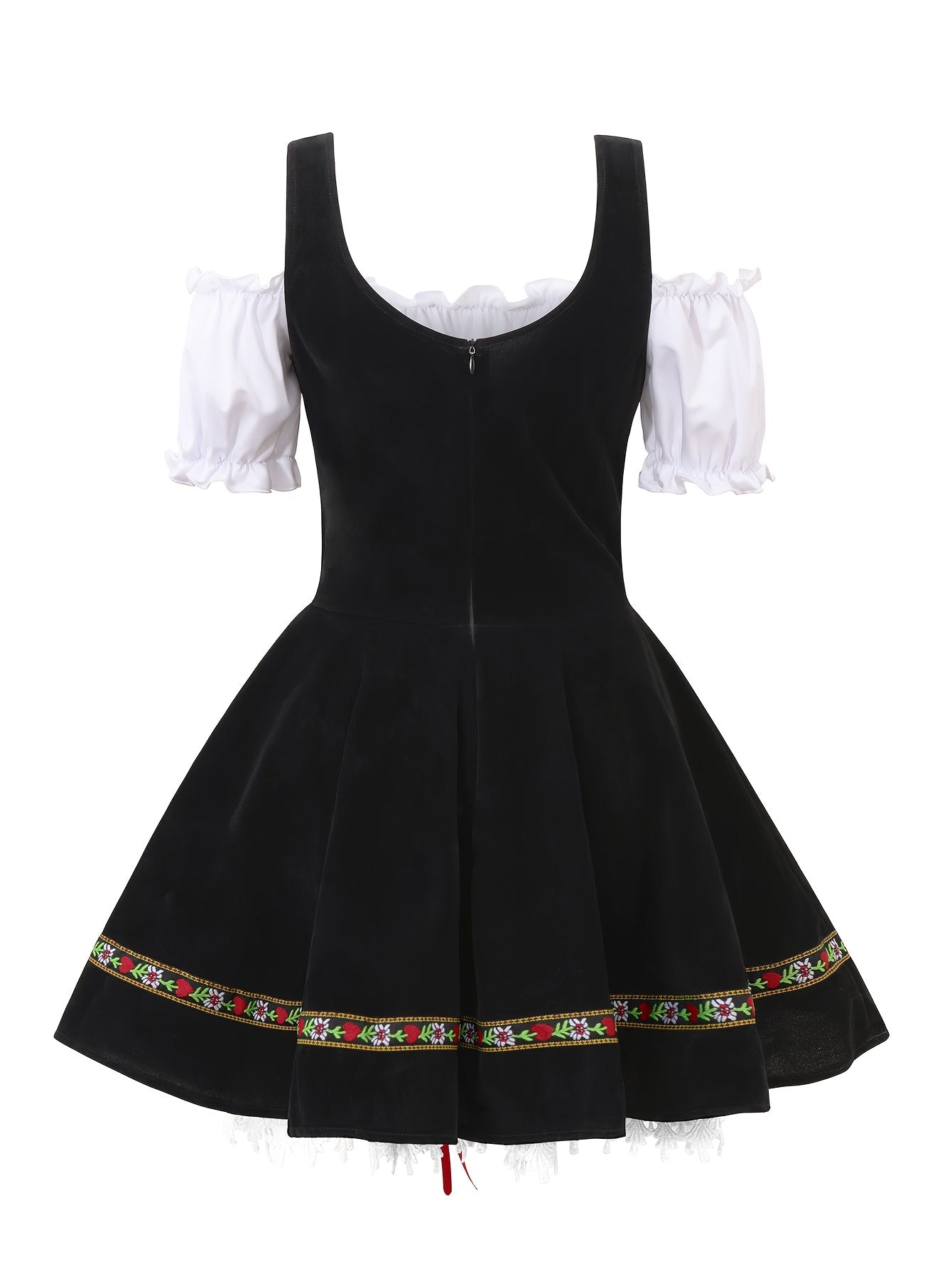 AlpineDirndl Dress – Flirty Alpine-Inspired Dress with Floral Trims and Lace-Up Bodice