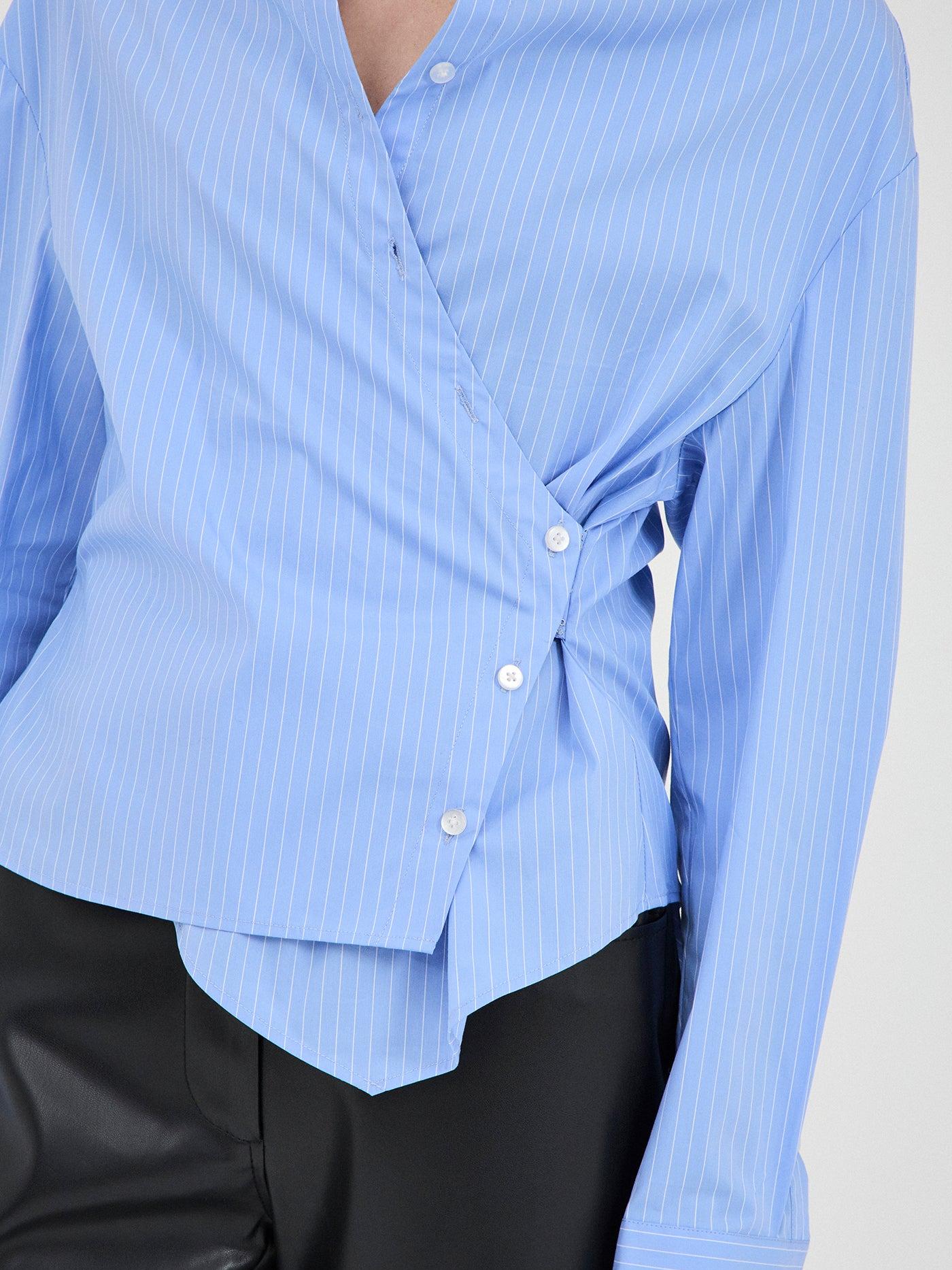 VioraLuxe™ Striped Wrap Shirt — Sculpt Your Best Self with Effortless Chic Confidence