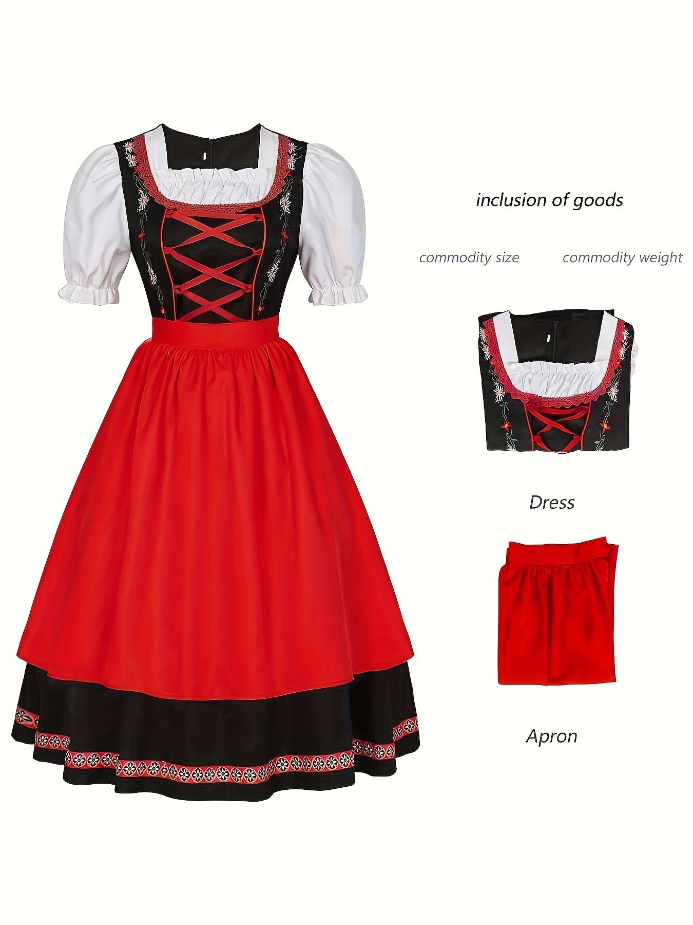 FestiLace Dirndl Dress – Traditional Alpine Folk Dress with Floral Embroidery