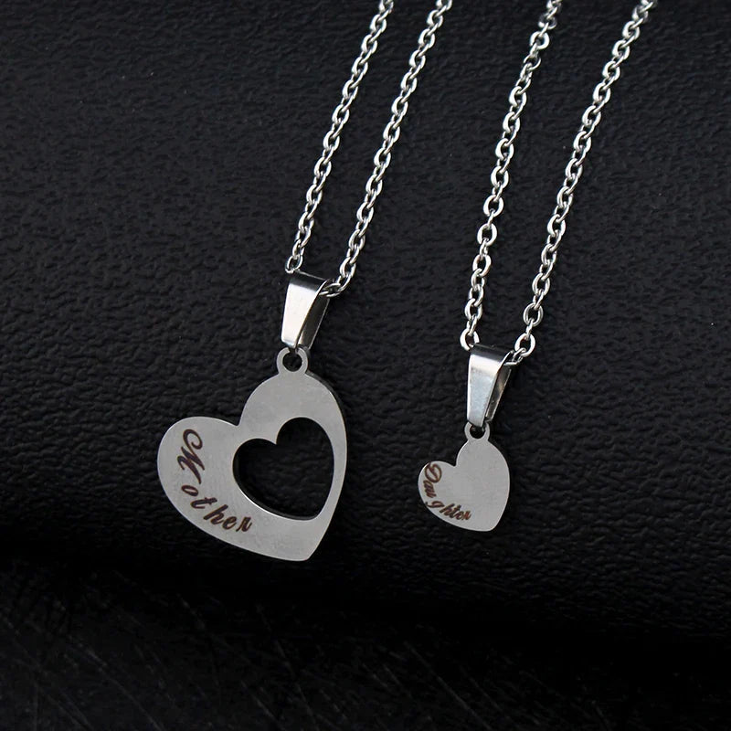 2PCS Gift for Mom Hollow Love Pendant Necklace™ — Radiant Symbols of Eternal Bond