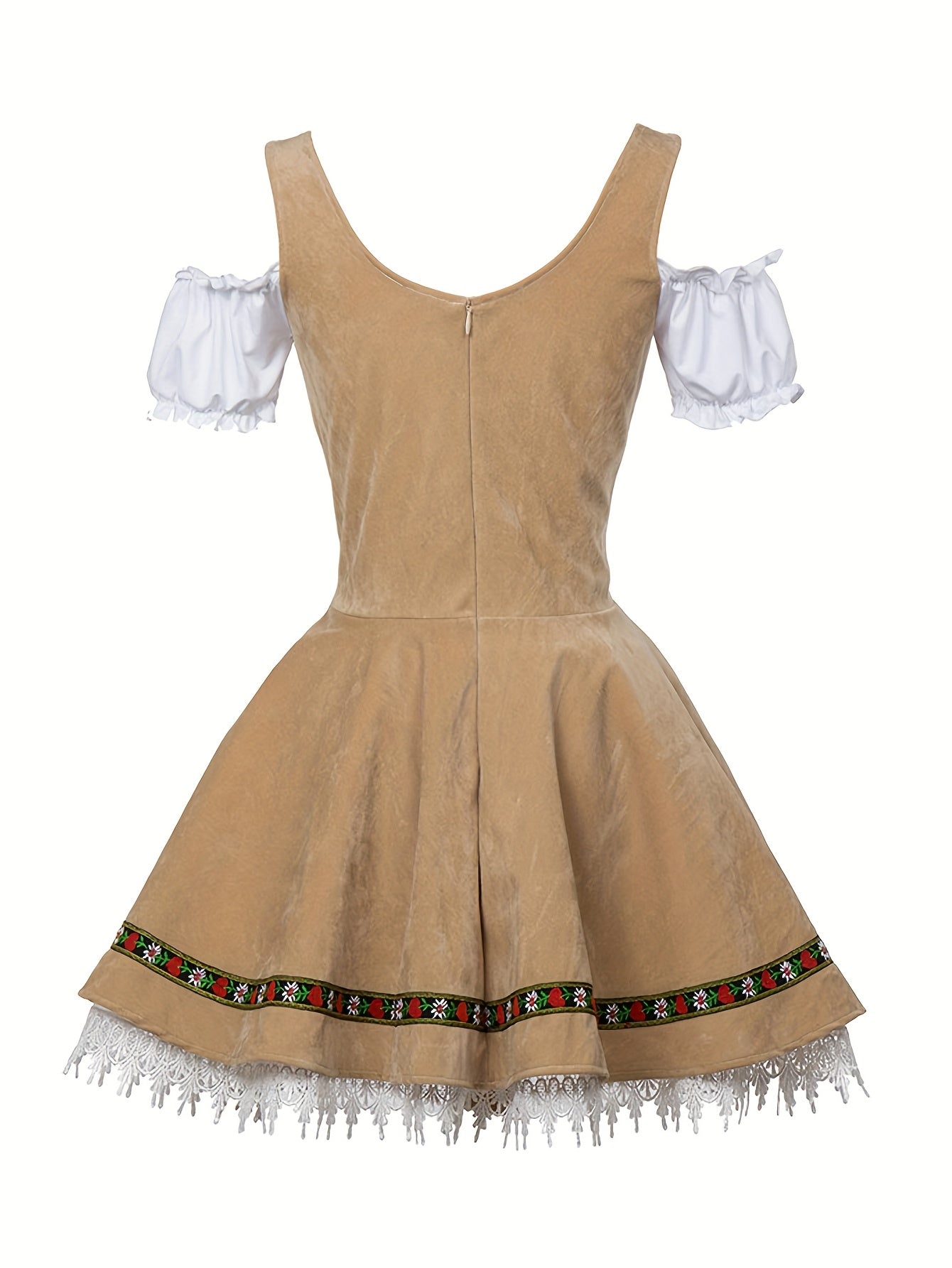 AlpineDirndl Dress – Flirty Alpine-Inspired Dress with Floral Trims and Lace-Up Bodice