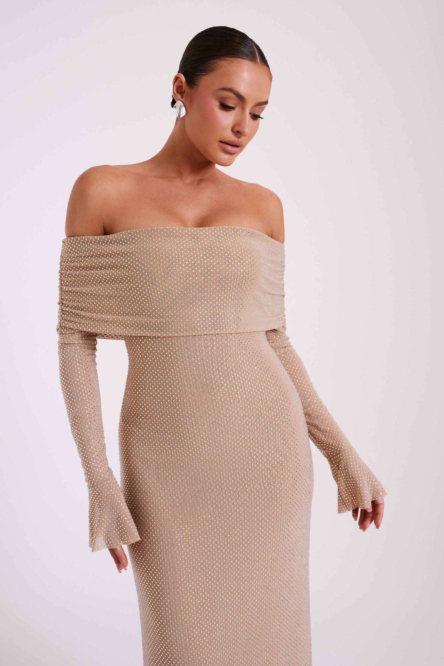 CelestaLuxe™ — Radiant Off-Shoulder Elegance