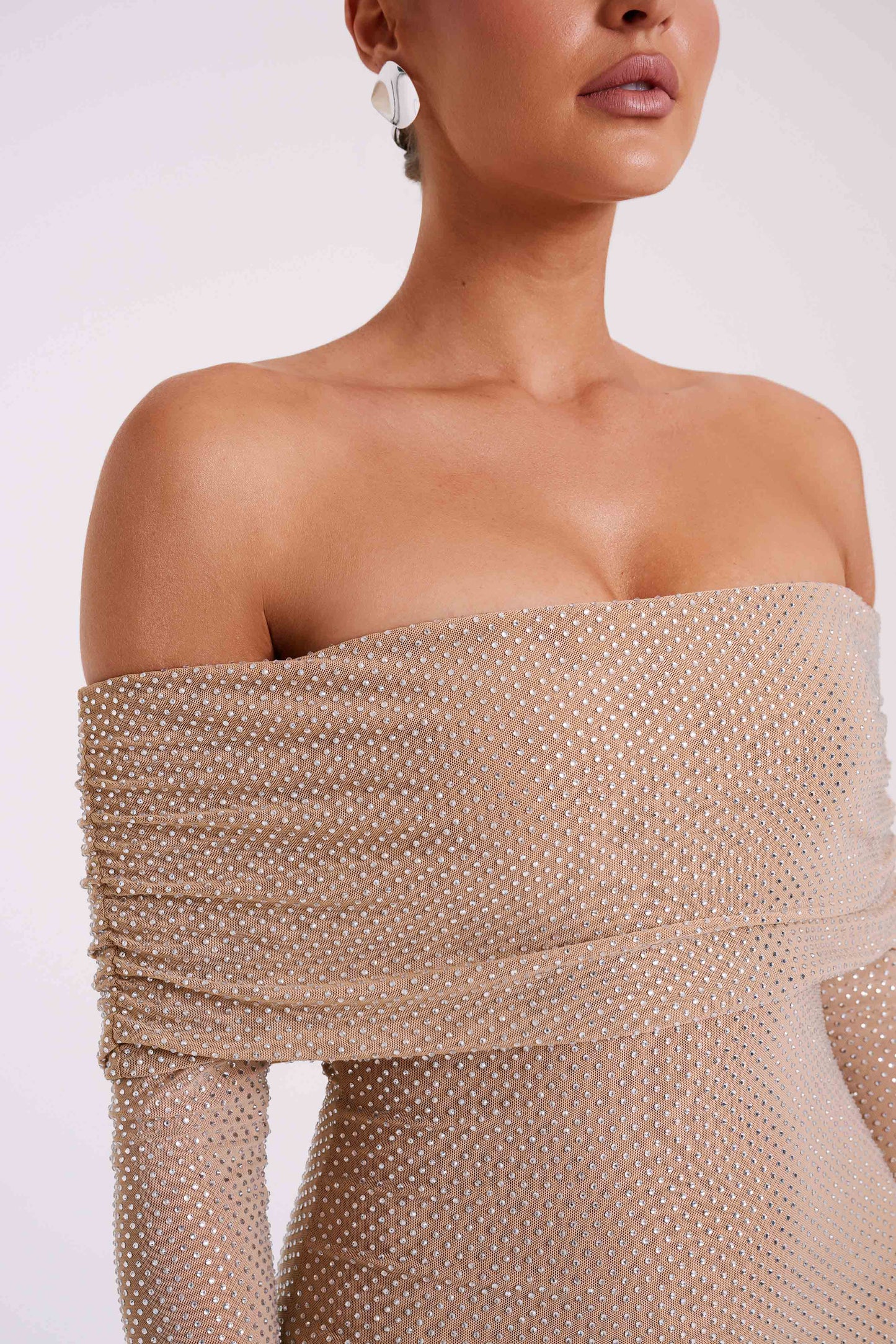 CelestaLuxe™ — Radiant Off-Shoulder Elegance