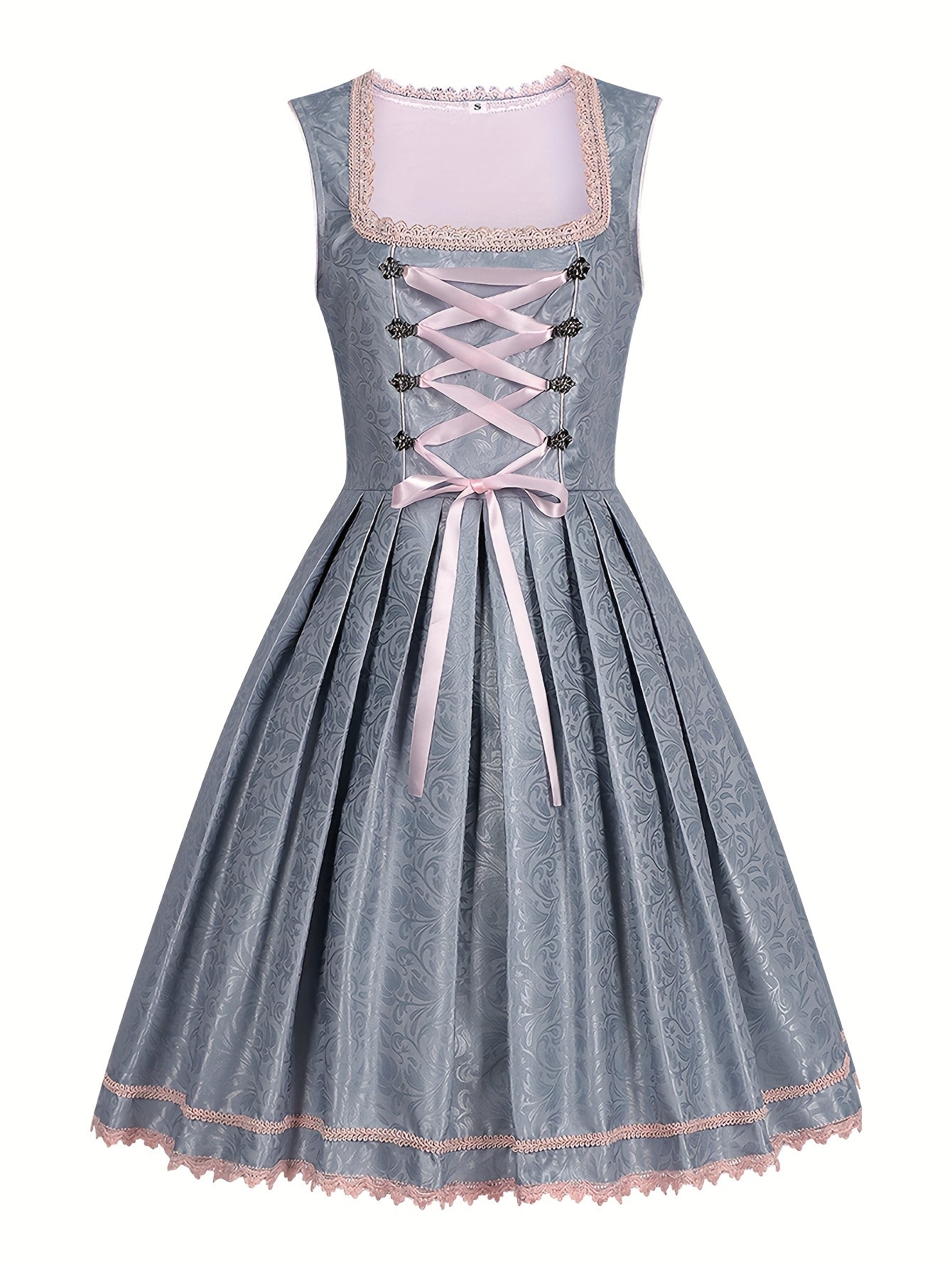 VintaBloom Corset Dress – Elegant Lilac Floral Jacquard Bavarian Dress