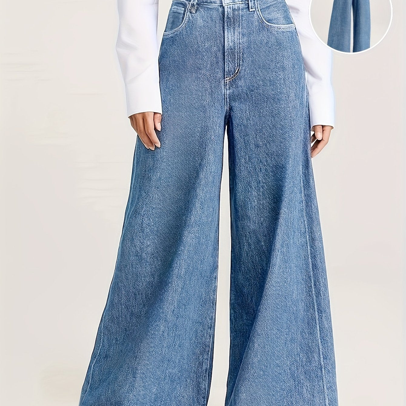 Chic High-Rise Wide Leg Jeans – Premium Soft Denim with Elegant Fit