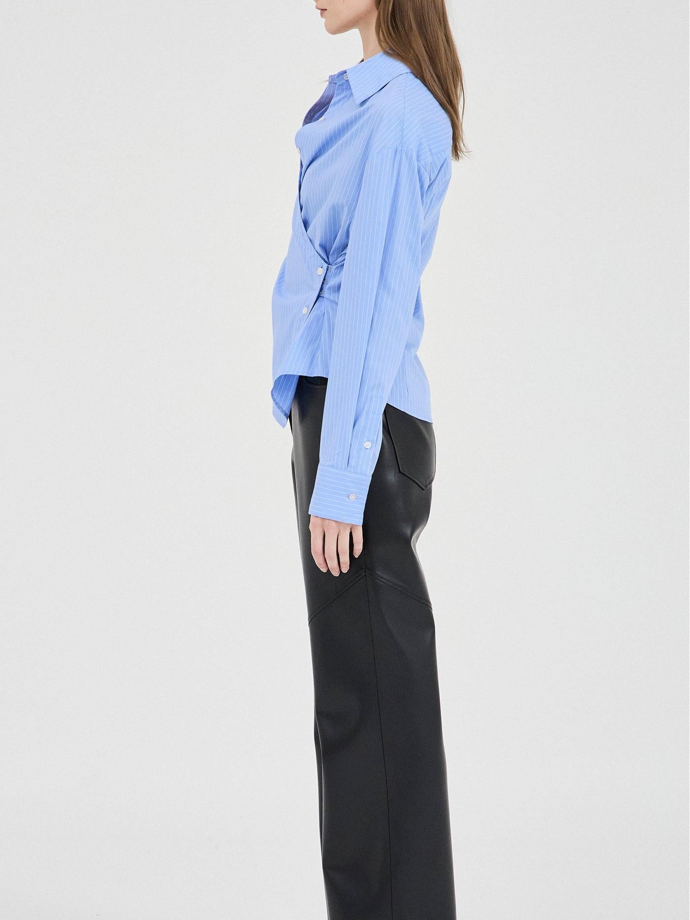 VioraLuxe™ Striped Wrap Shirt — Sculpt Your Best Self with Effortless Chic Confidence