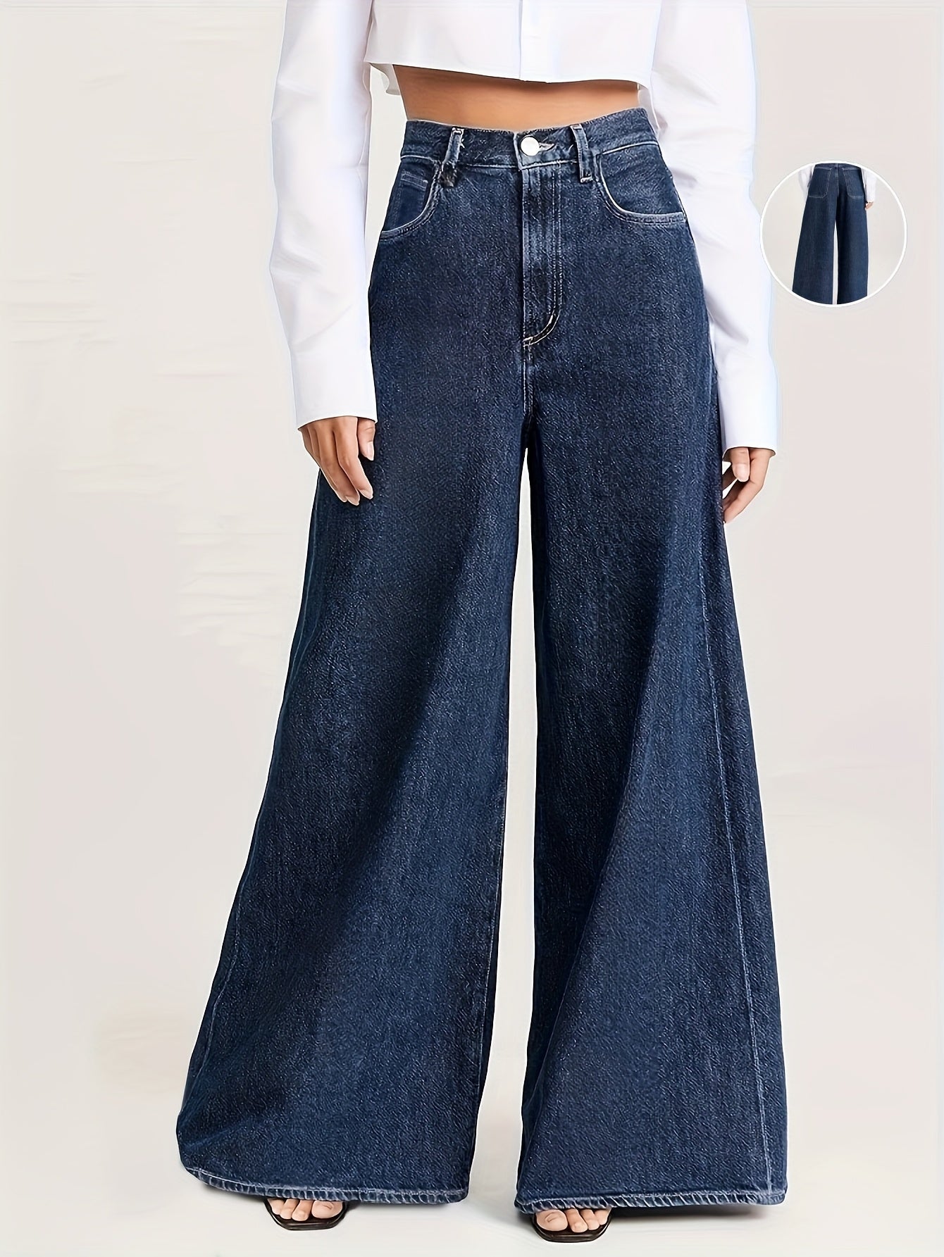 Chic High-Rise Wide Leg Jeans – Premium Soft Denim with Elegant Fit
