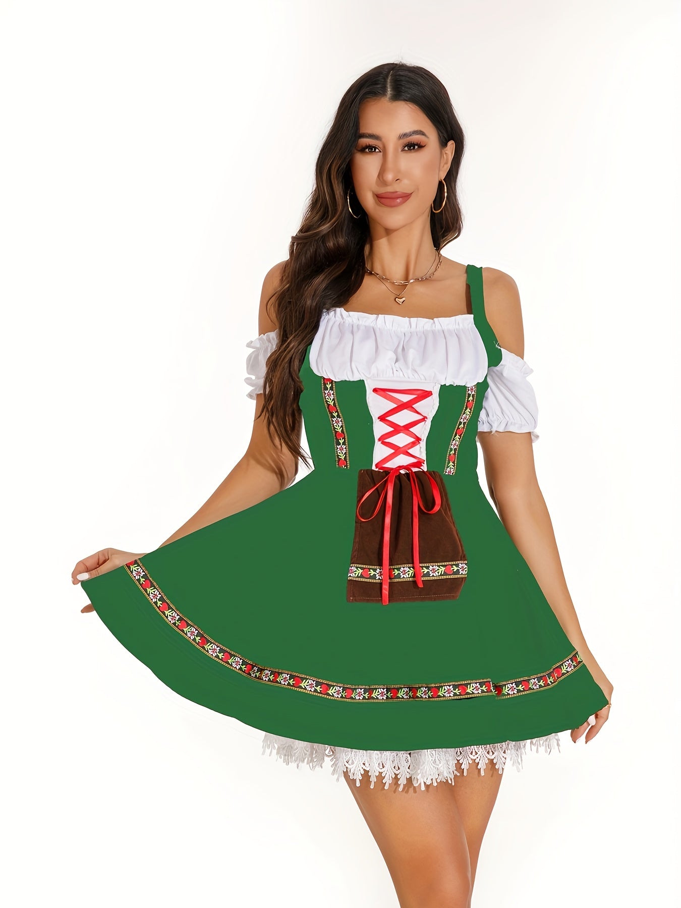 VintageGreen Dirndl Dress – Classic Bavarian Oktoberfest Dress with Flattering Fit