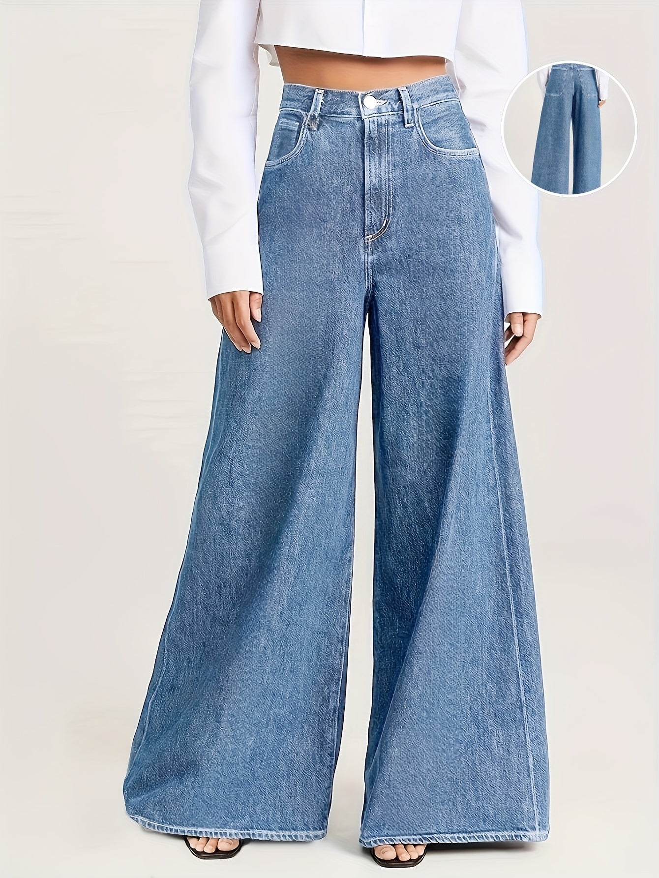 Chic High-Rise Wide Leg Jeans – Premium Soft Denim with Elegant Fit