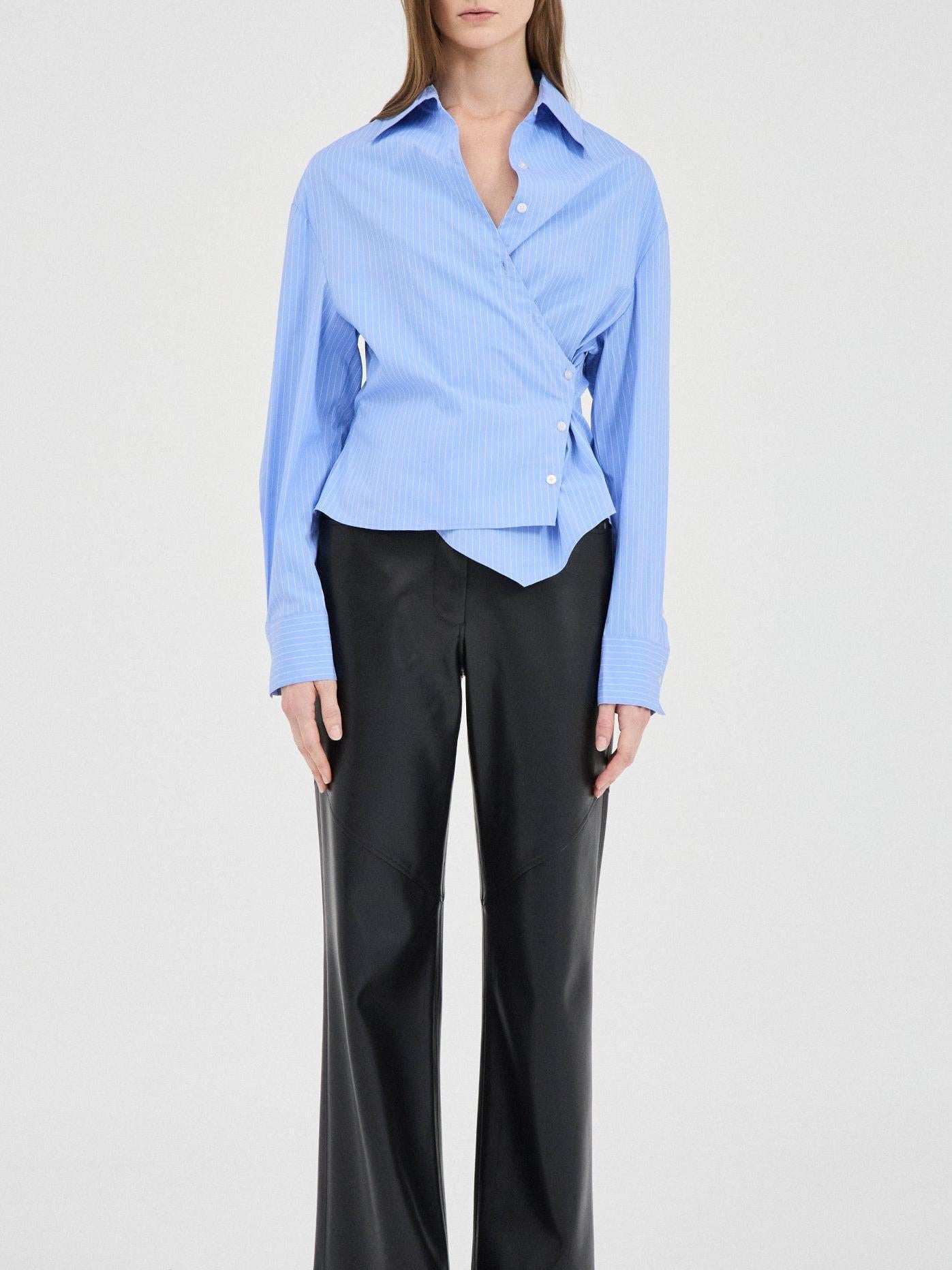 VioraLuxe™ Striped Wrap Shirt — Sculpt Your Best Self with Effortless Chic Confidence