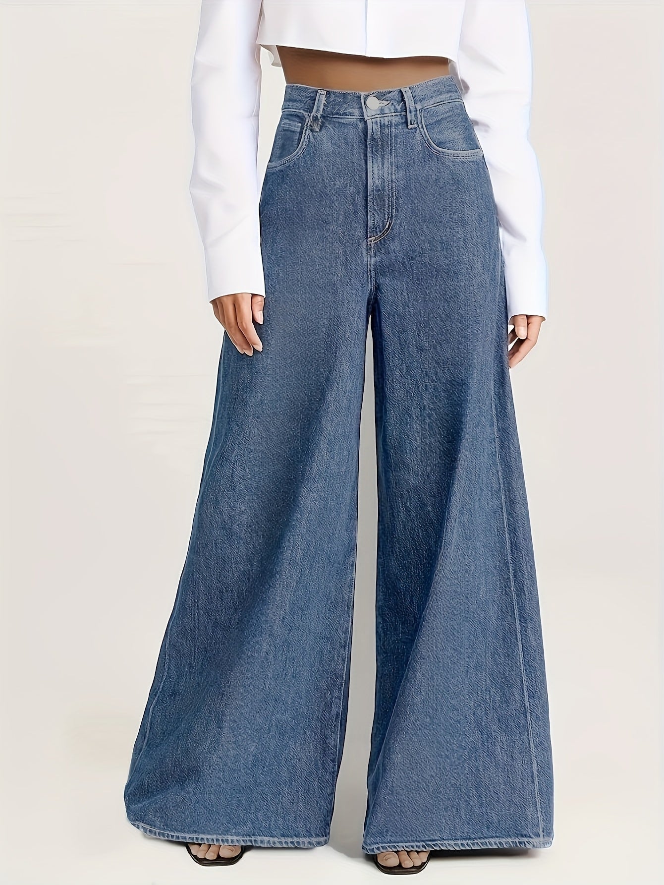 Chic High-Rise Wide Leg Jeans – Premium Soft Denim with Elegant Fit