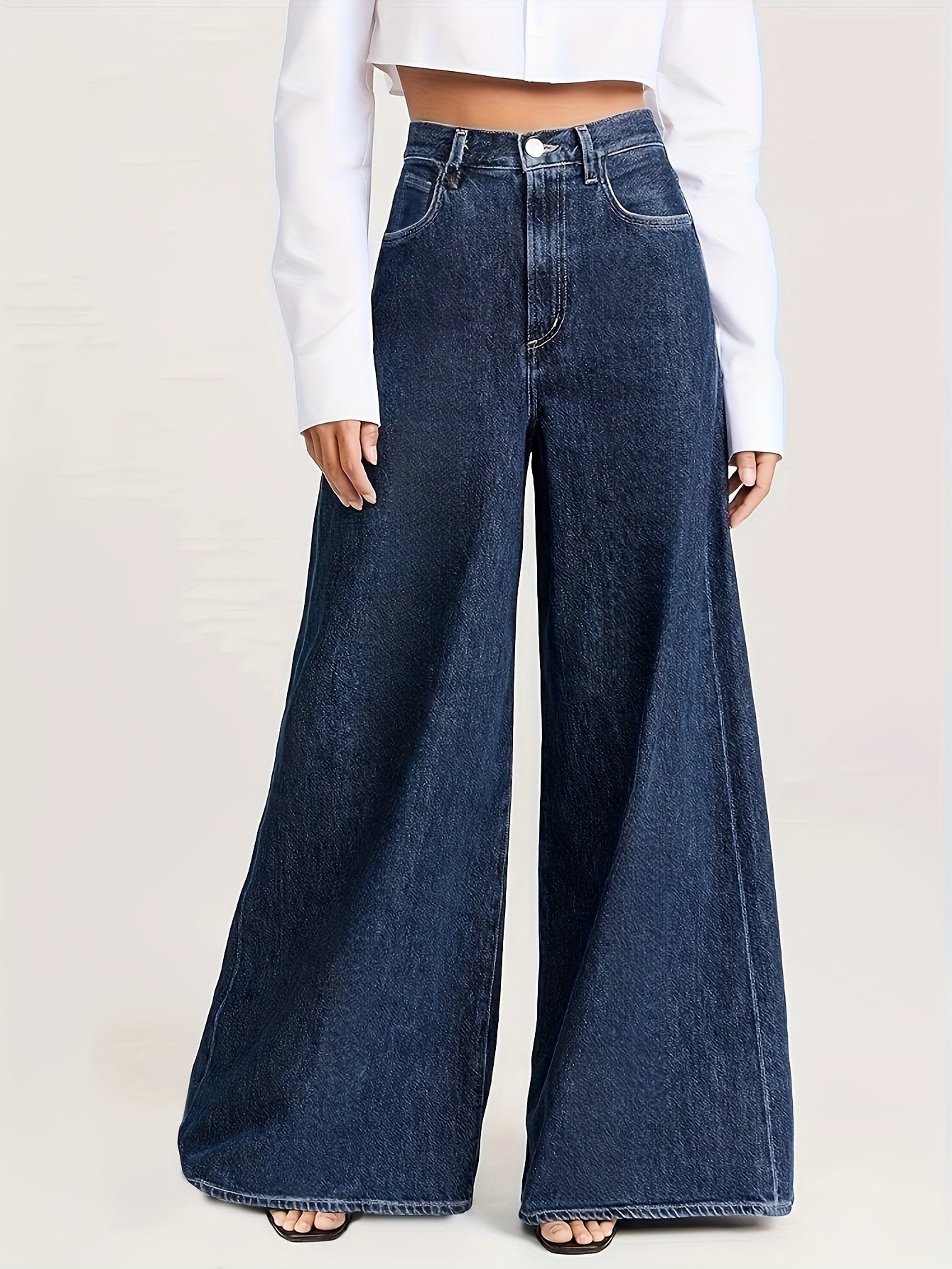 Chic High-Rise Wide Leg Jeans – Premium Soft Denim with Elegant Fit