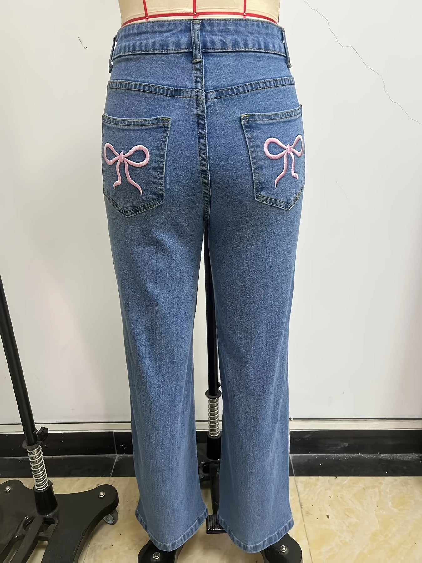 Butterfly Embroidered Denim Flares – High-Rise Wide-Leg Jeans with Y2K Style
