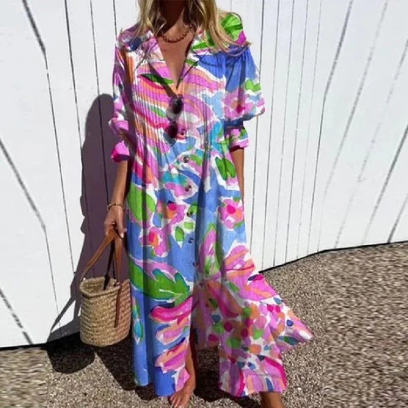 Arlenza Puff Sleeve Maxi Dress™ — Breezy Elegance, Flattering Flow