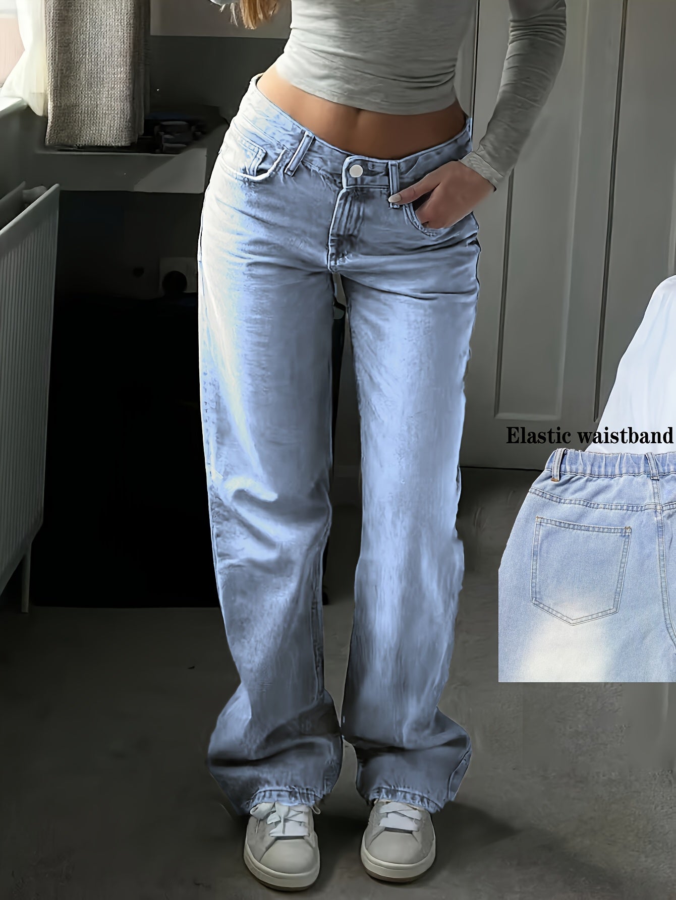 Space Gray High-Waisted Denim β Vintage Boot Cut Jeans for Casual Style