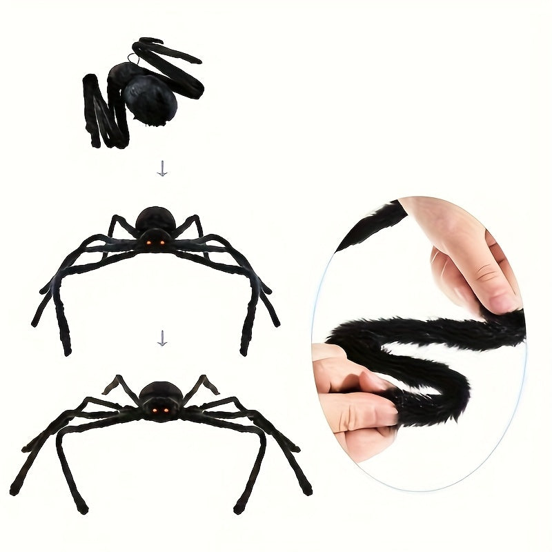 150 cm Riesen-Schwarzspinne, Ideal für Halloween-Dekoration Innen und Außen, Familienpartys, Hof-Gruselhausdekoration