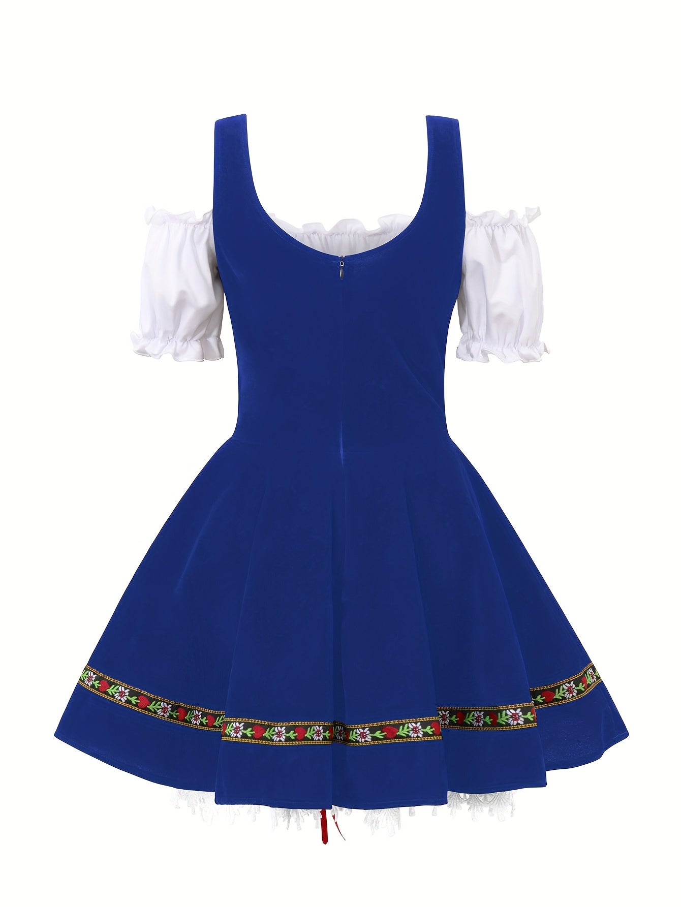 AlpineDirndl Dress – Flirty Alpine-Inspired Dress with Floral Trims and Lace-Up Bodice