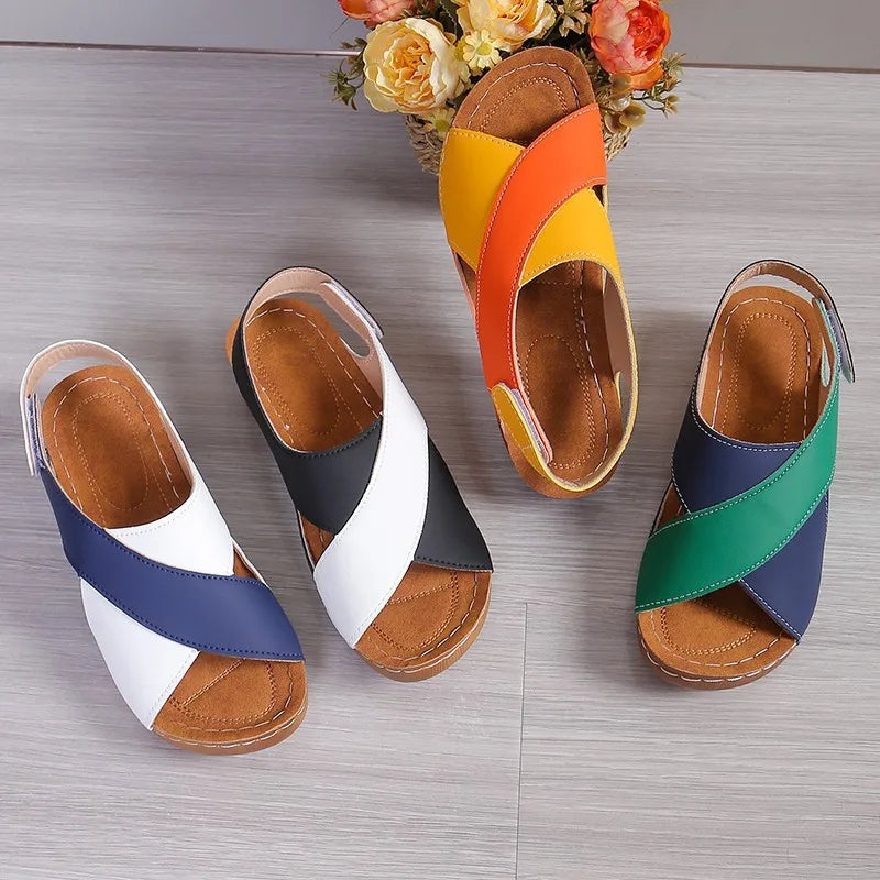 Two-Tone Crossover Sandals™ — Chic Comfort Meets All-Day Ease