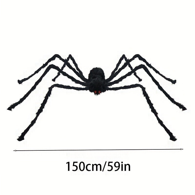 150 cm Riesen-Schwarzspinne, Ideal für Halloween-Dekoration Innen und Außen, Familienpartys, Hof-Gruselhausdekoration