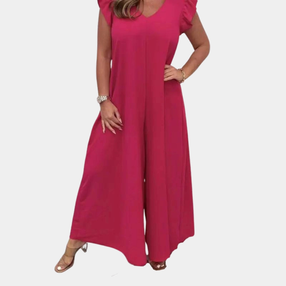 Mertiara™ V-Neck Wide Leg Jumpsuit — Flattering Fit with Fluid Movement