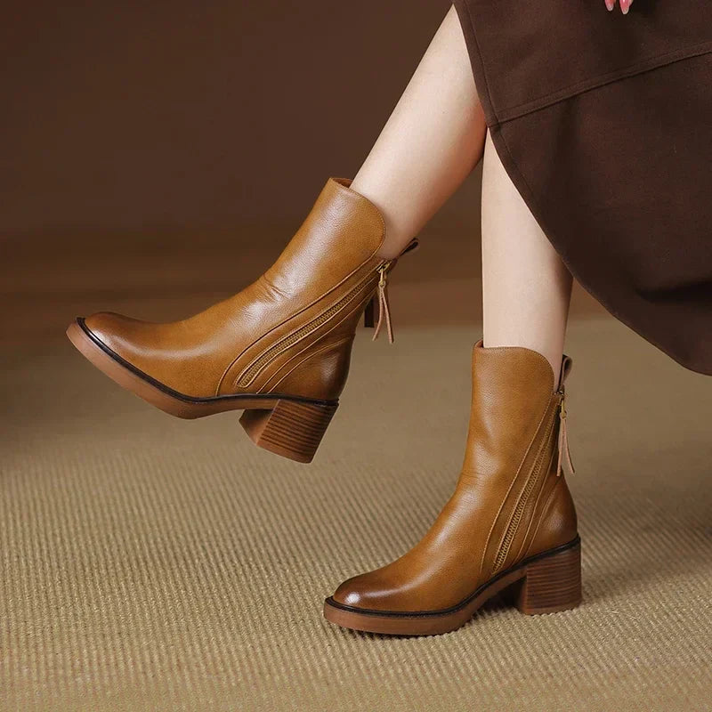 LioraStep™ Leather Ankle Boots — Polished Comfort, Everyday Confidence