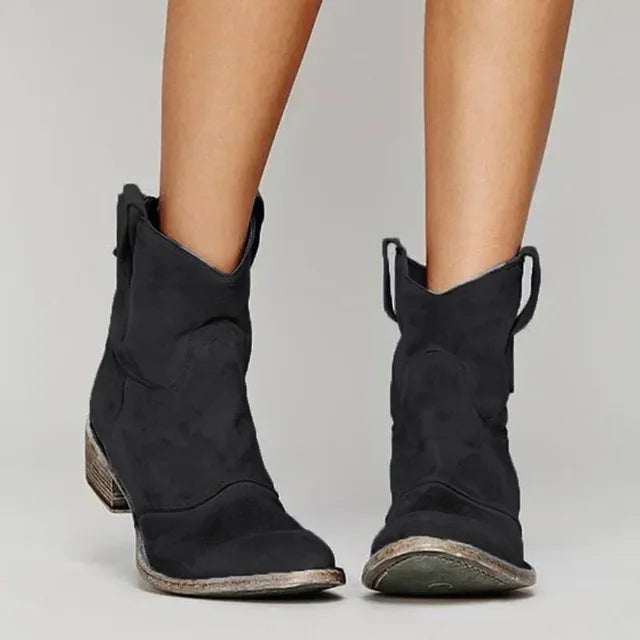 WillowCrest™ Vintage Ankle Boots — Timeless Western Style & Comfort