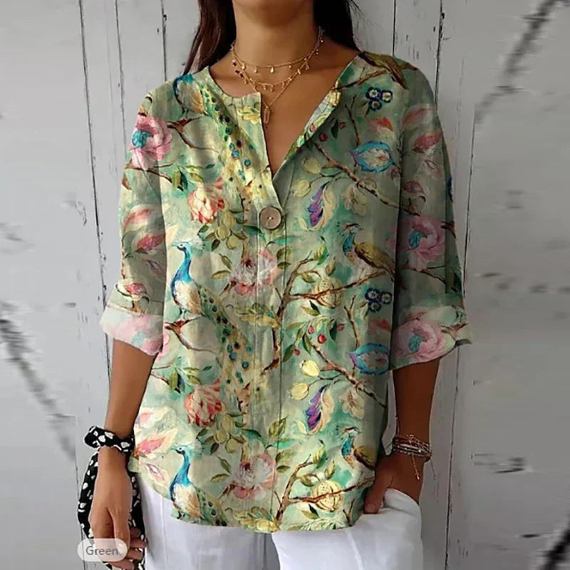 LioraLuxe™ Floral Print Blouse — Breathable Floral Elegance