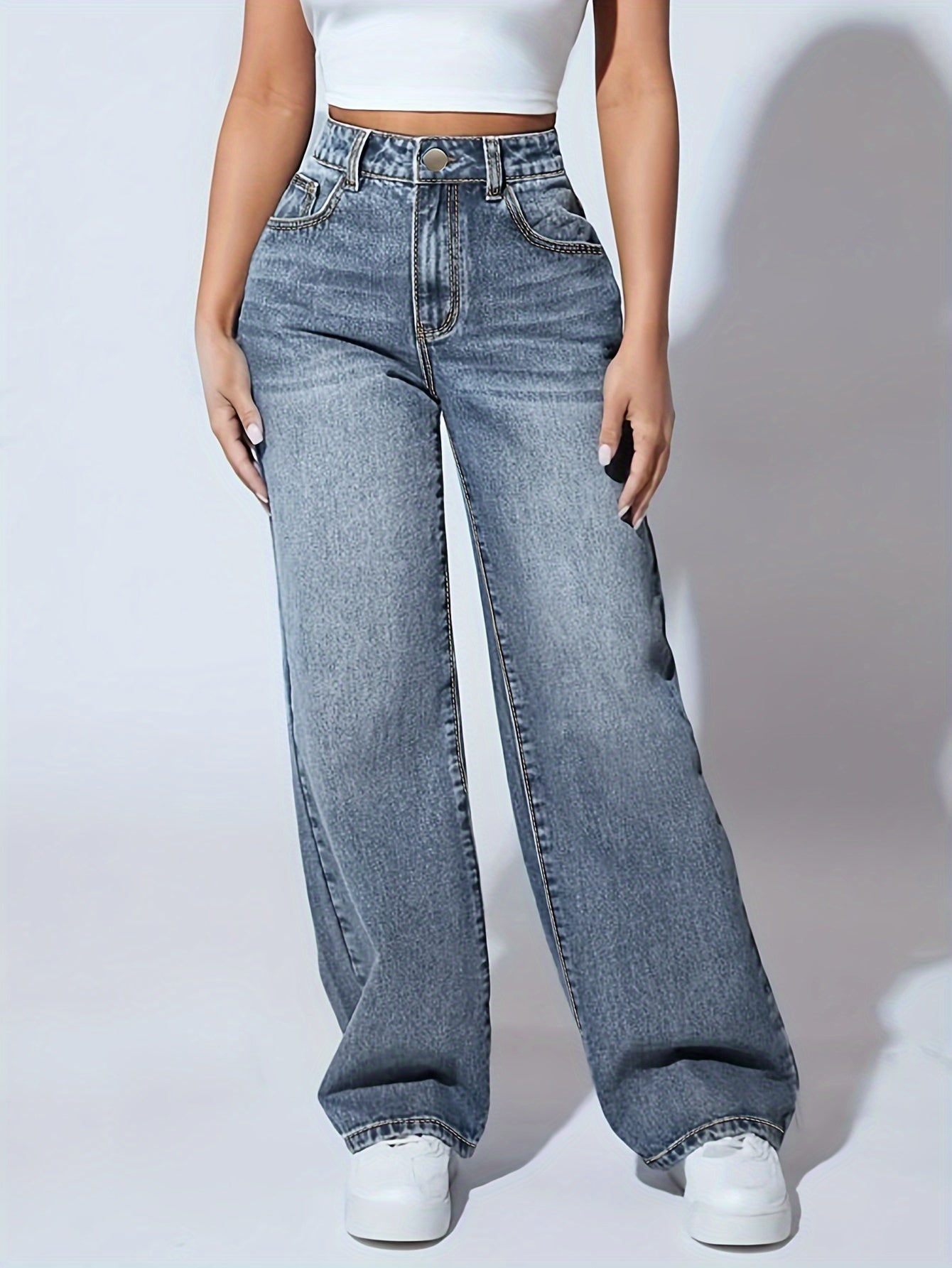 DenimVibe High-Rise Wide Leg Jeans – Vintage Style Women's Comfort Denim Pants