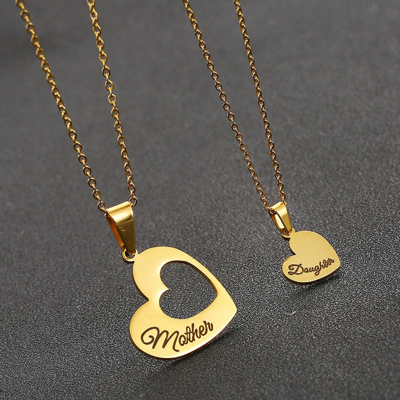 2PCS Gift for Mom Hollow Love Pendant Necklace™ — Radiant Symbols of Eternal Bond