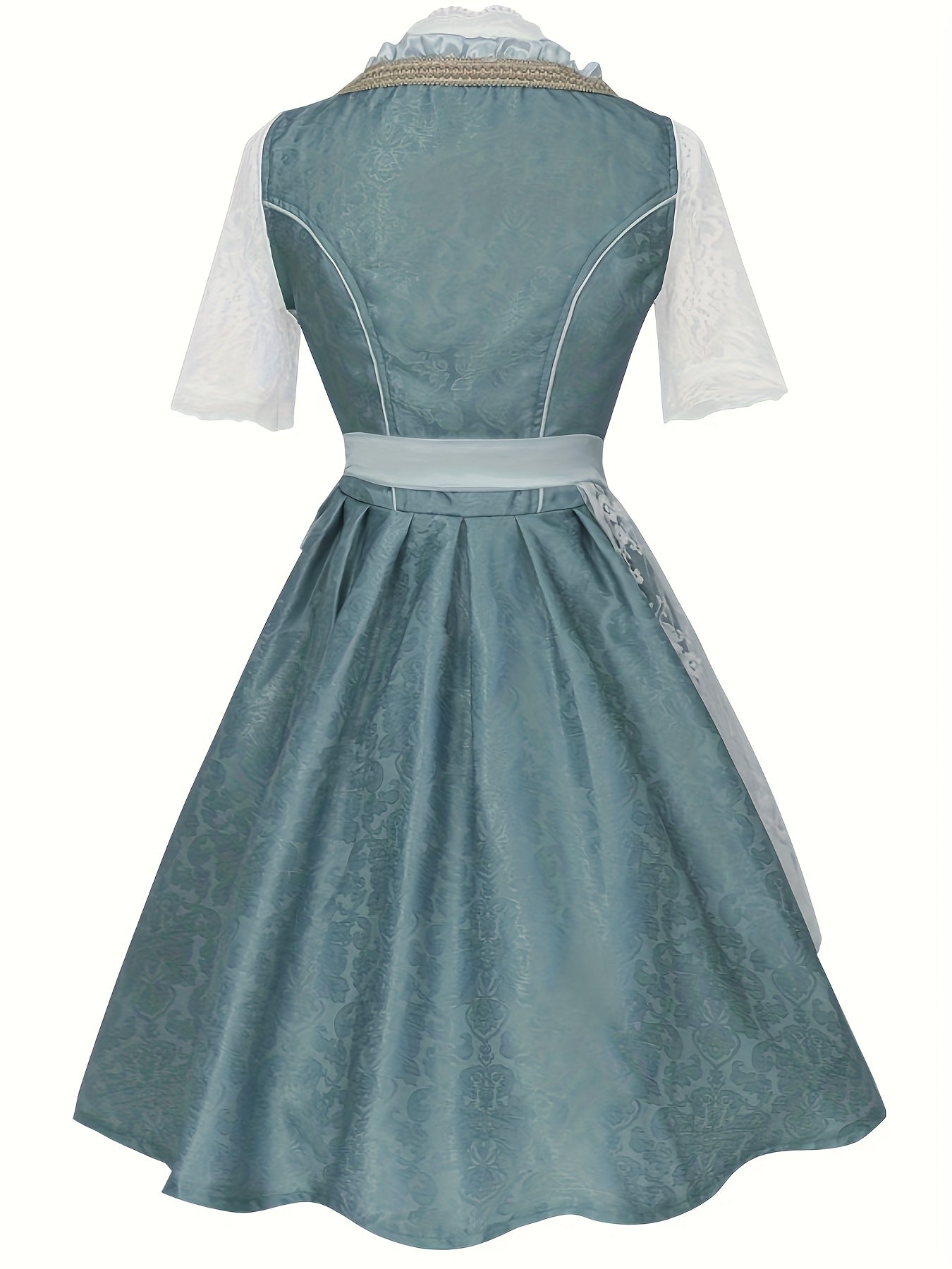 AquaVine Dirndl Dress – Vintage Floral Embroidered Knee-Length Dress for Oktoberfest