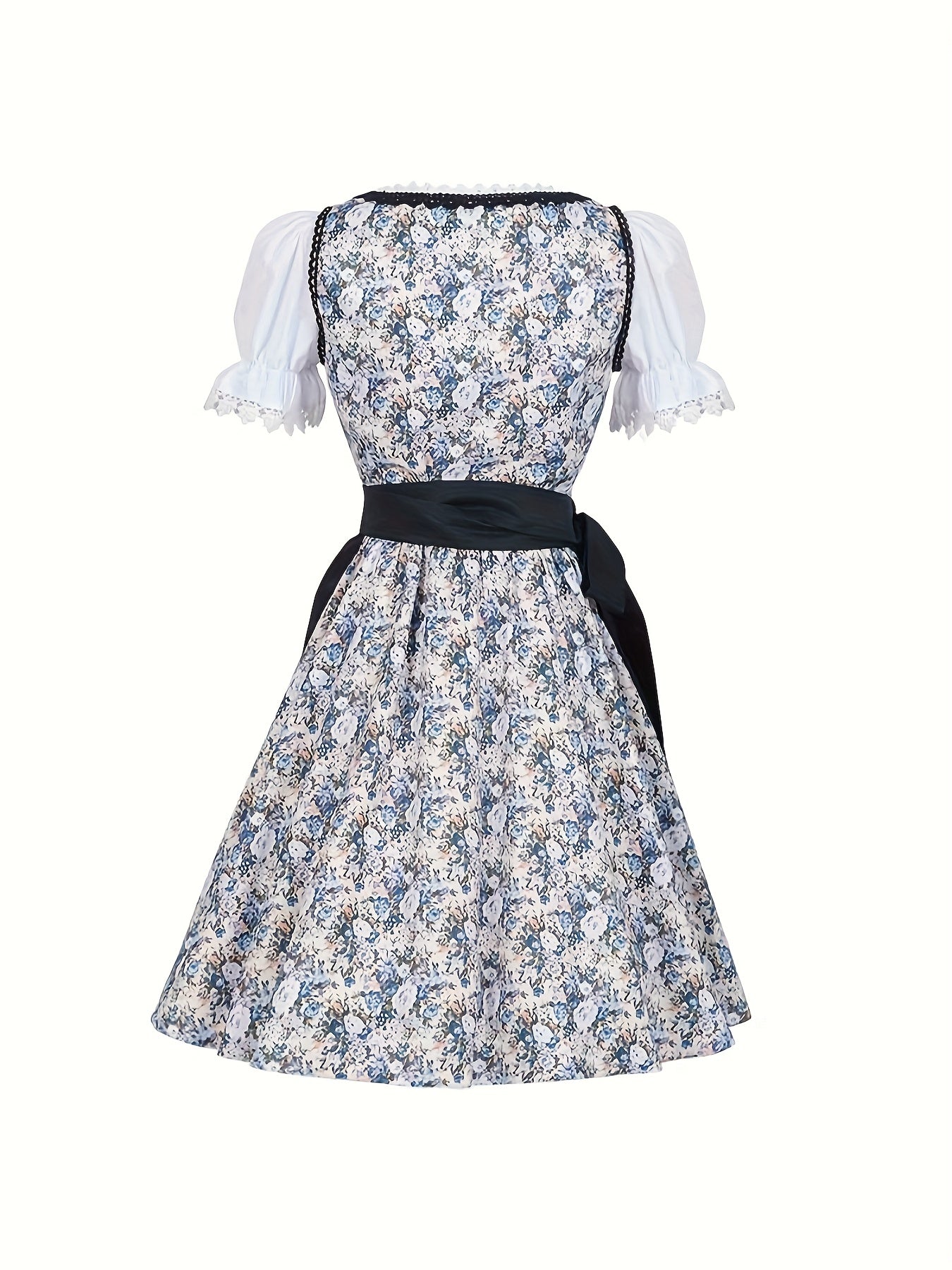 AlpineVibe – Authentic Bavarian Floral Dirndl Dress with Lace-Up Detail
