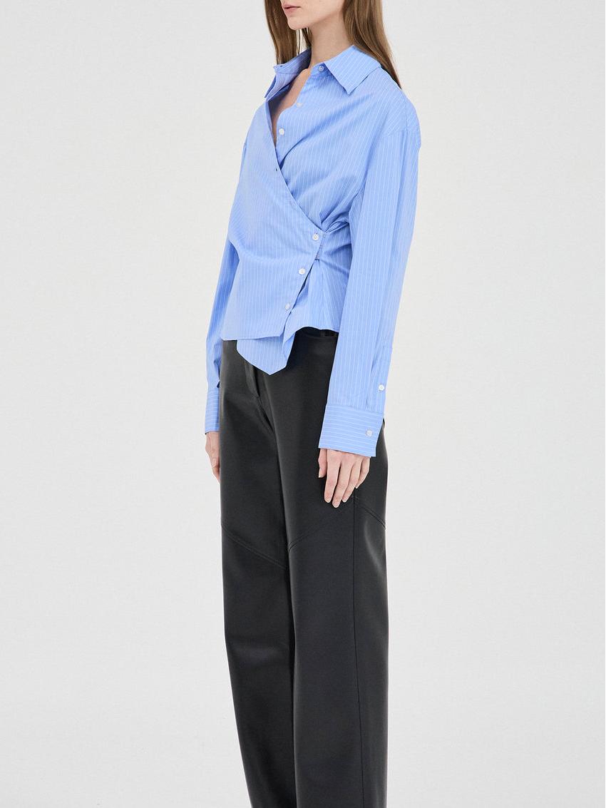 VioraLuxe™ Striped Wrap Shirt — Sculpt Your Best Self with Effortless Chic Confidence