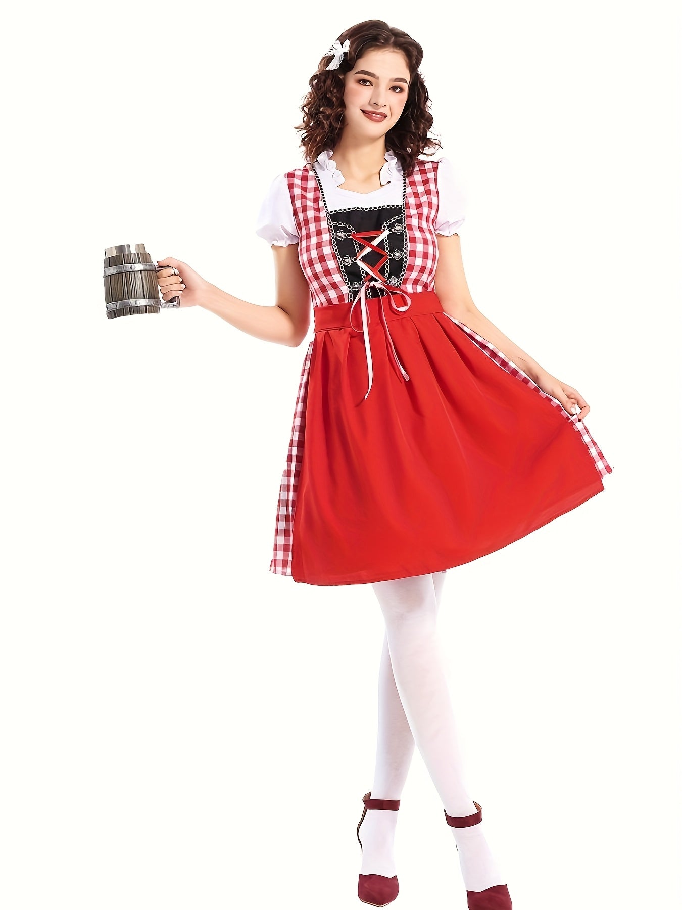 Square Neck Dress – Elegant Lace-Up Festive Dress with Comfortable Polyester Fabric