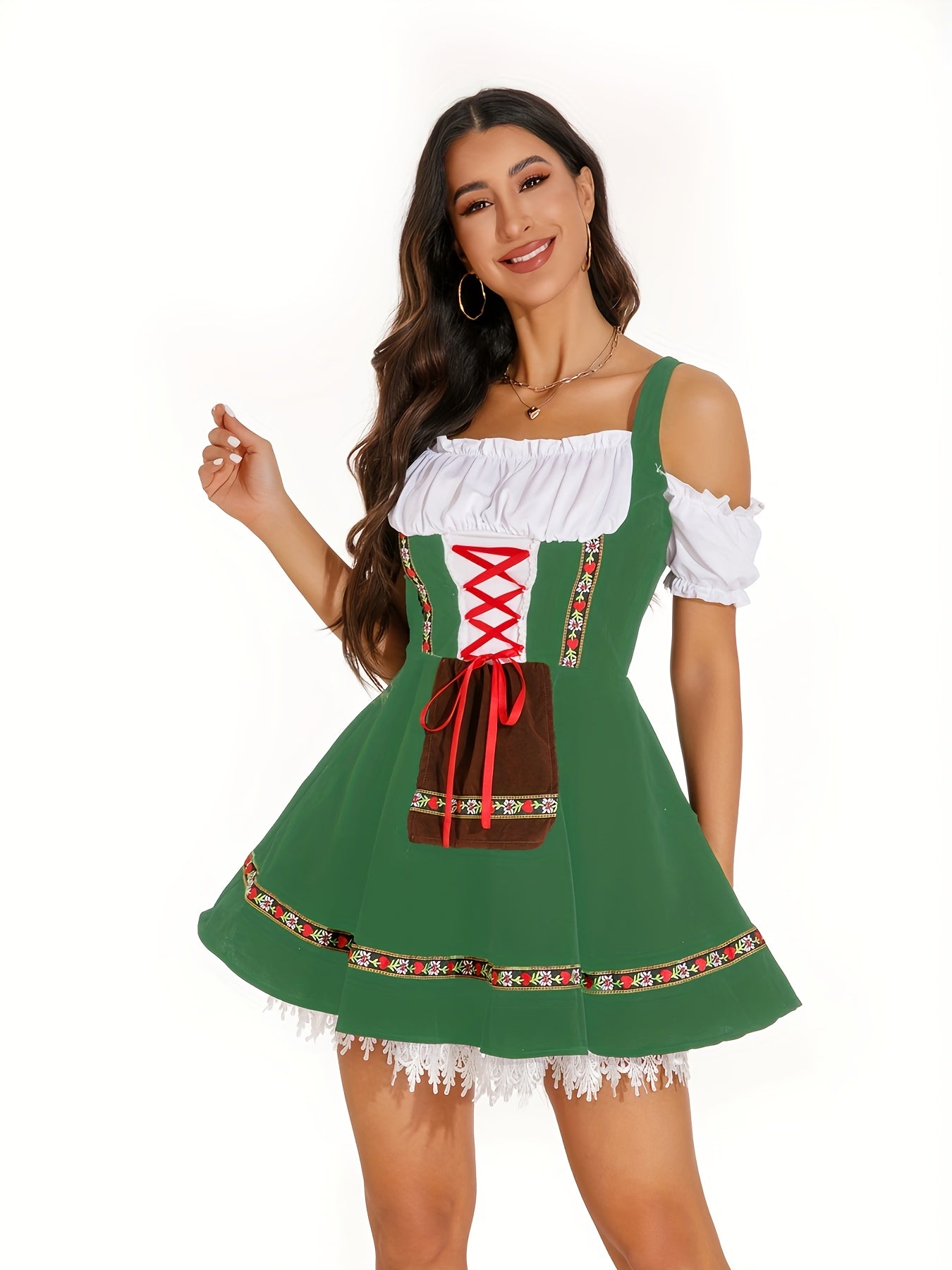 VintageGreen Dirndl Dress – Classic Bavarian Oktoberfest Dress with Flattering Fit