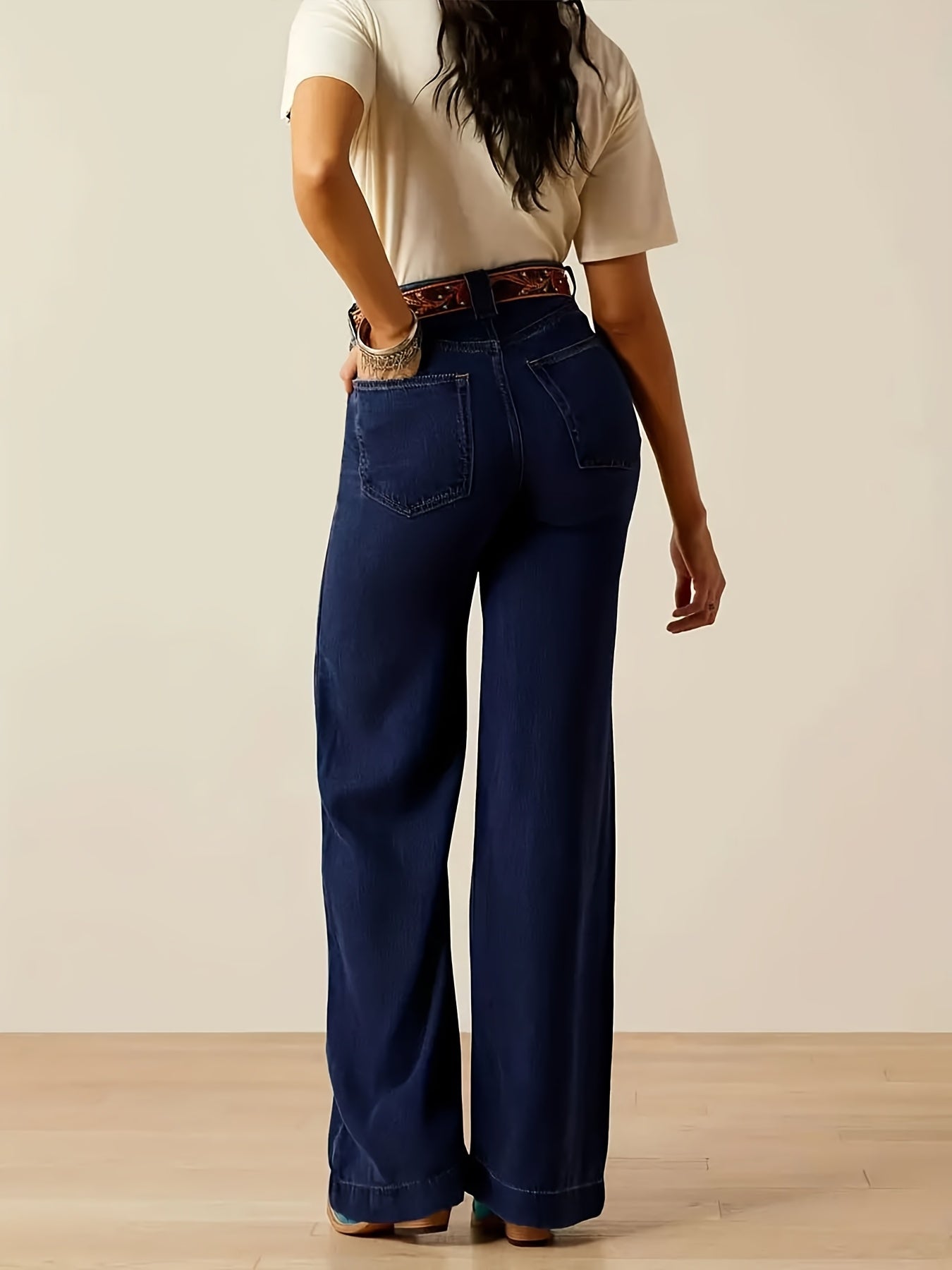Wide-Leg High-Rise Denim – Stylish Stretchy Bootcut Jeans for Comfort
