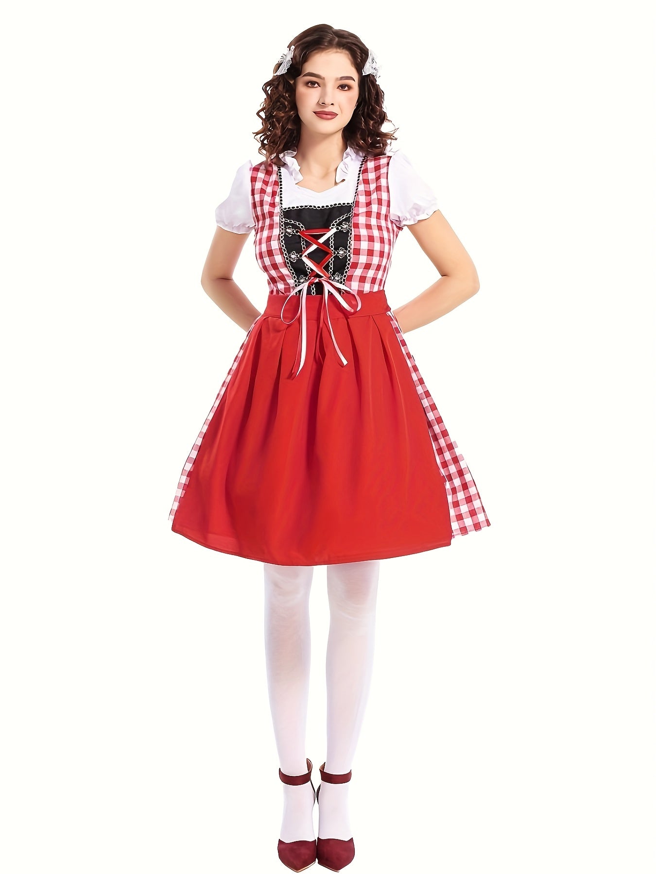 Square Neck Dress – Elegant Lace-Up Festive Dress with Comfortable Polyester Fabric