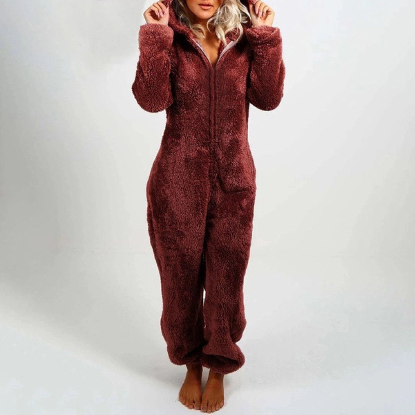 Clariselle™ Fleece Hooded Onesie — Cozy Comfort, Relaxed Fit