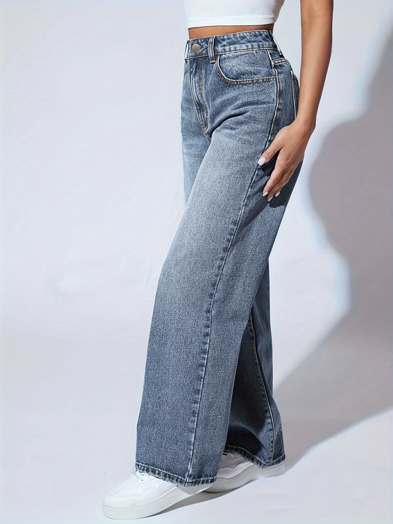 DenimVibe High-Rise Wide Leg Jeans – Vintage Style Women's Comfort Denim Pants