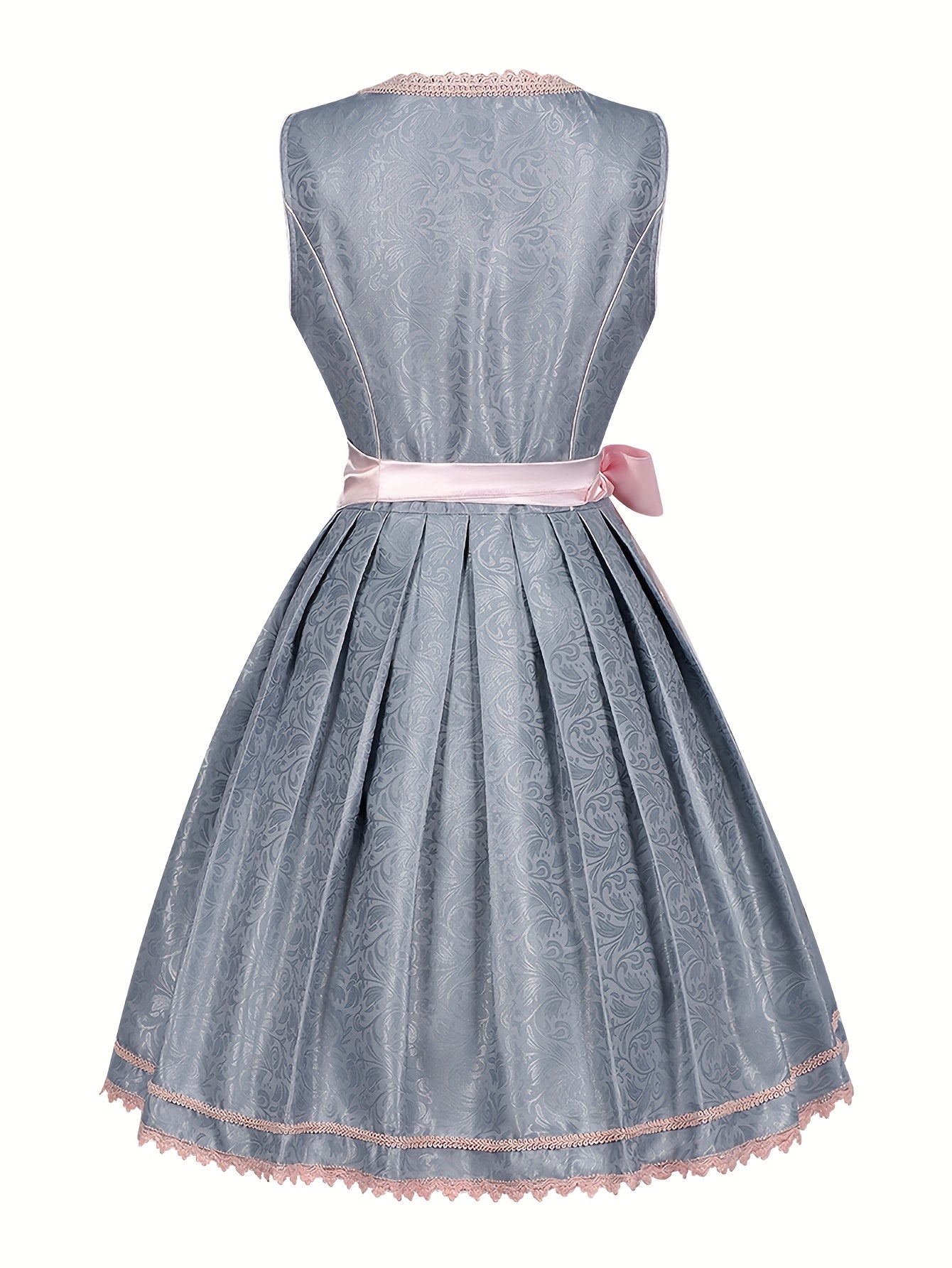 VintaBloom Corset Dress – Elegant Lilac Floral Jacquard Bavarian Dress