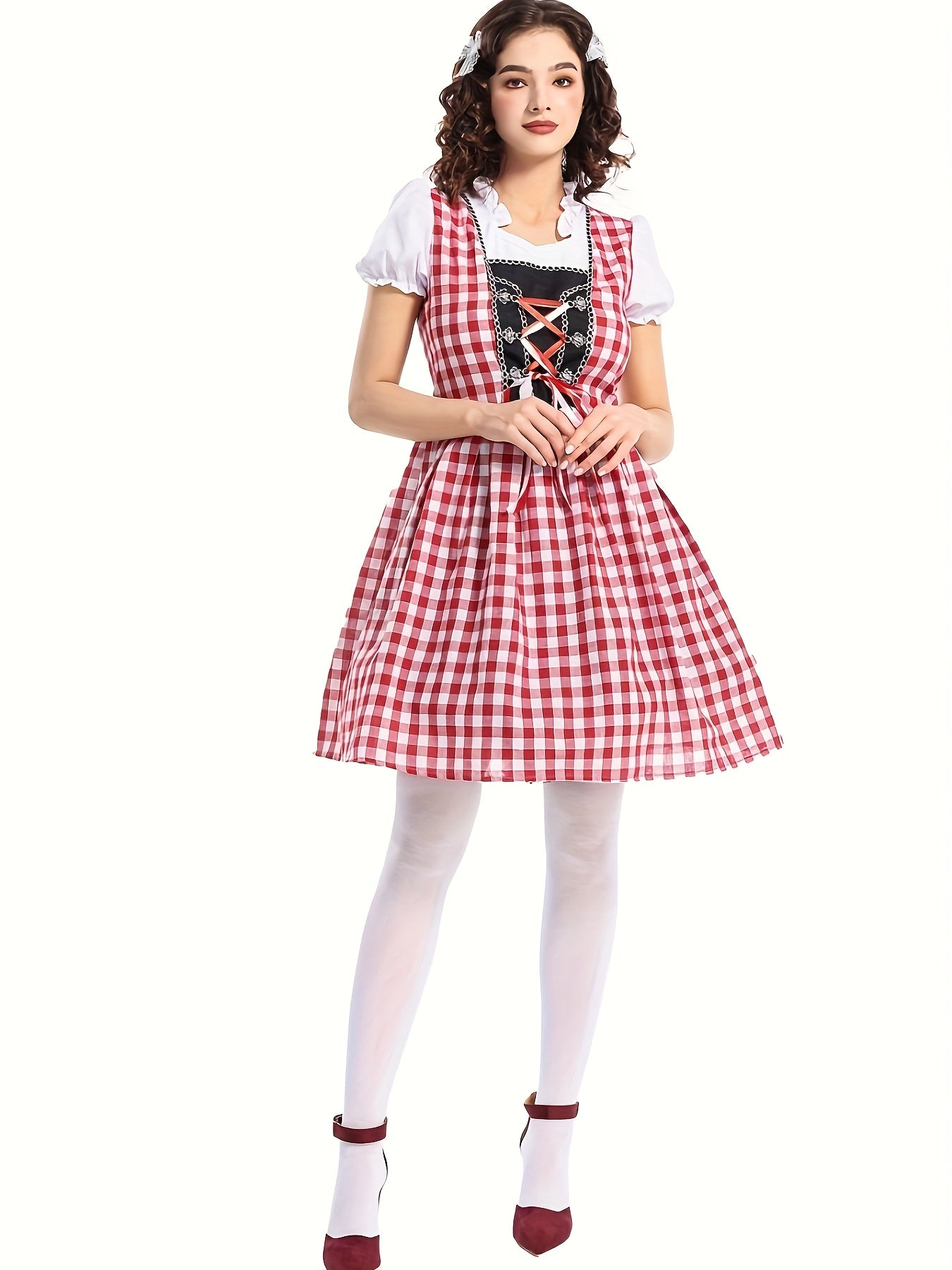 Square Neck Dress – Elegant Lace-Up Festive Dress with Comfortable Polyester Fabric
