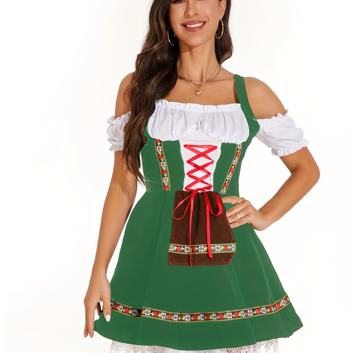 VintageGreen Dirndl Dress – Classic Bavarian Oktoberfest Dress with Flattering Fit
