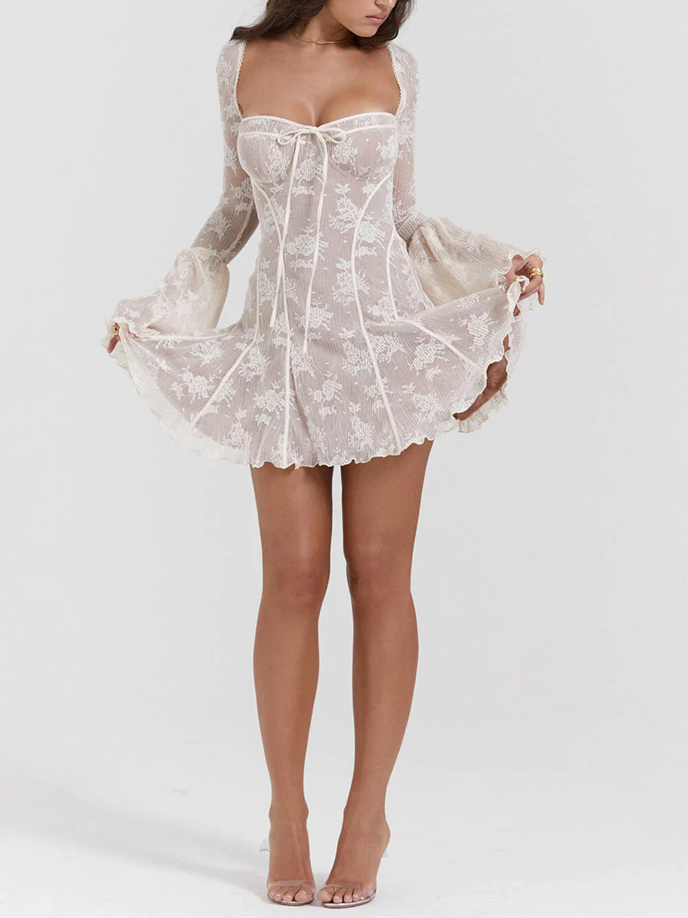 AlessinaSilk™ Lace Dress — Sculpted Elegance in Soft Lace