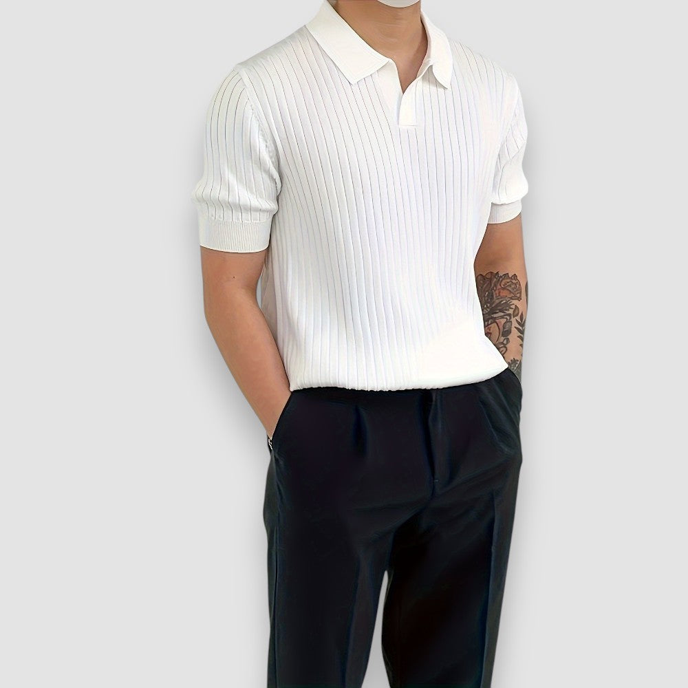 ArdenVale™ Ribbed Polo — Sleek Comfort, Tailored to Move