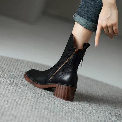 LioraStep™ Leather Ankle Boots — Polished Comfort, Everyday Confidence